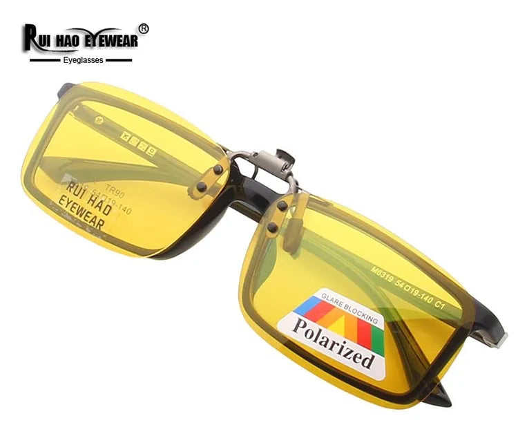 Yellow Polarized Clip on Sunglasses Alloy Bridge Can up Sunglasses Clip Men Women Sun Glasses Eyeglasses Night Vision Lenses