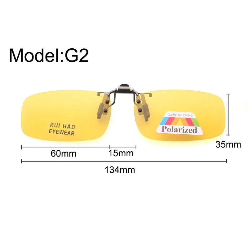 Yellow Polarized Clip on Sunglasses Alloy Bridge Can up Sunglasses Clip Men Women Sun Glasses Eyeglasses Night Vision Lenses