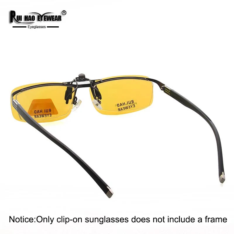 Yellow Polarized Clip on Sunglasses Alloy Bridge Can up Sunglasses Clip Men Women Sun Glasses Eyeglasses Night Vision Lenses