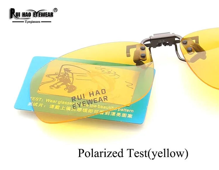Yellow Polarized Clip on Sunglasses Alloy Bridge Can up Sunglasses Clip Men Women Sun Glasses Eyeglasses Night Vision Lenses