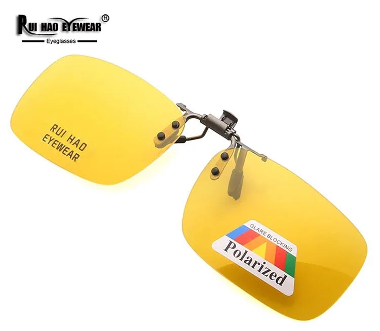 Yellow Polarized Clip on Sunglasses Alloy Bridge Can up Sunglasses Clip Men Women Sun Glasses Eyeglasses Night Vision Lenses