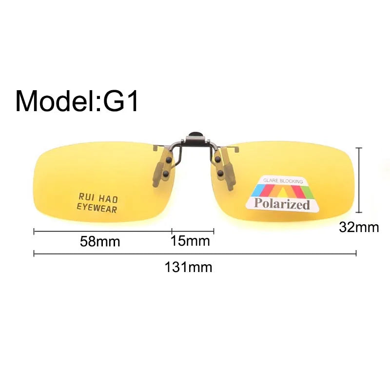 Yellow Polarized Clip on Sunglasses Alloy Bridge Can up Sunglasses Clip Men Women Sun Glasses Eyeglasses Night Vision Lenses