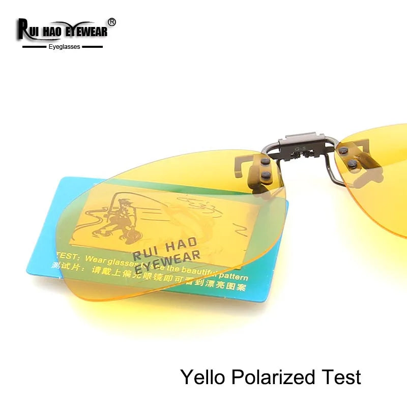 Yellow Polarized Clip on Sunglasses Alloy Bridge Can up Sunglasses Clip Men Women Sun Glasses Eyeglasses Night Vision Lenses