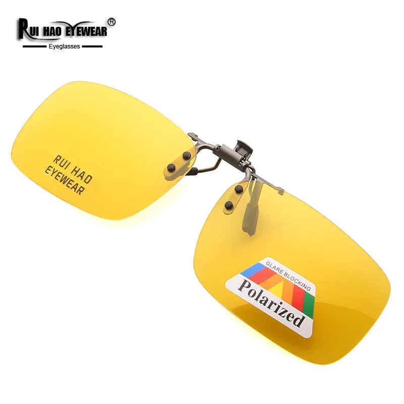 Yellow Polarized Clip on Sunglasses Alloy Bridge Can up Sunglasses Clip Men Women Sun Glasses Eyeglasses Night Vision Lenses
