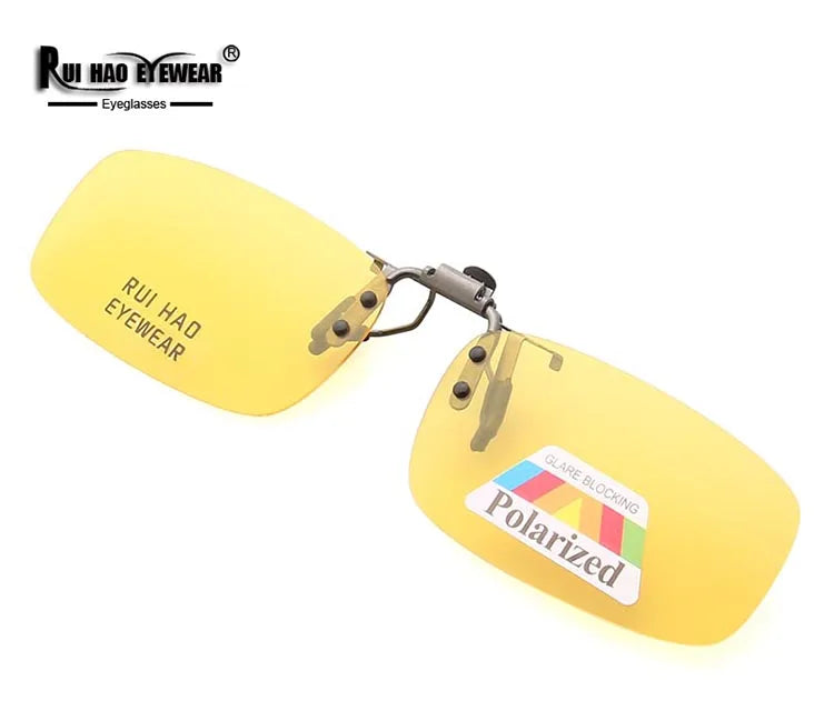 Yellow Polarized Clip on Sunglasses Alloy Bridge Can up Sunglasses Clip Men Women Sun Glasses Eyeglasses Night Vision Lenses