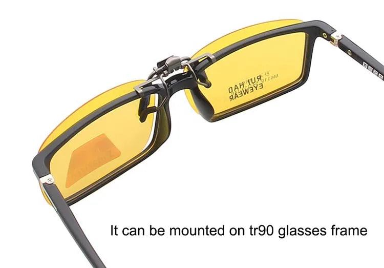 Yellow Polarized Clip on Sunglasses Alloy Bridge Can up Sunglasses Clip Men Women Sun Glasses Eyeglasses Night Vision Lenses