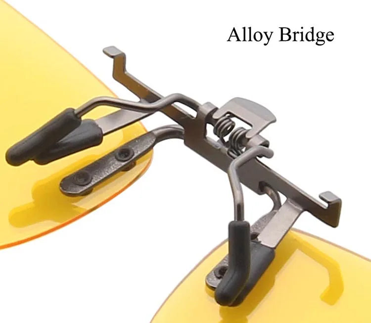 Yellow Polarized Clip on Sunglasses Alloy Bridge Can up Sunglasses Clip Men Women Sun Glasses Eyeglasses Night Vision Lenses