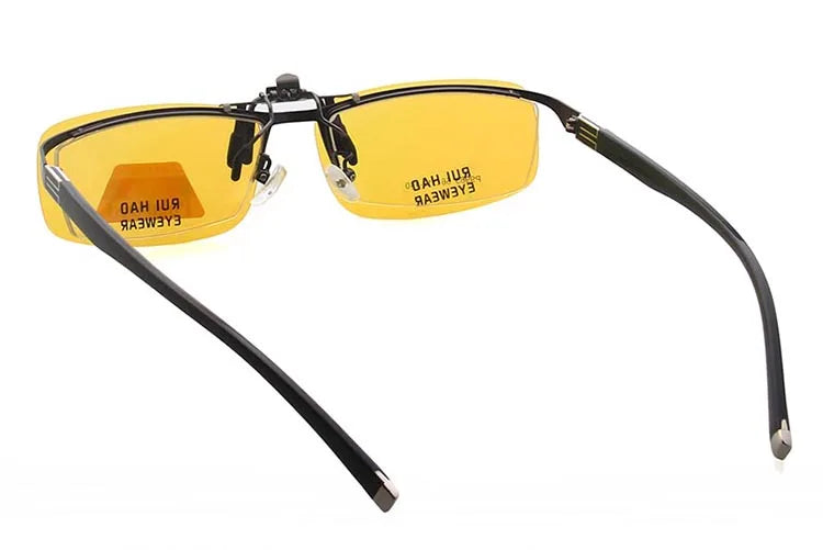 Yellow Polarized Clip on Sunglasses Alloy Bridge Can up Sunglasses Clip Men Women Sun Glasses Eyeglasses Night Vision Lenses