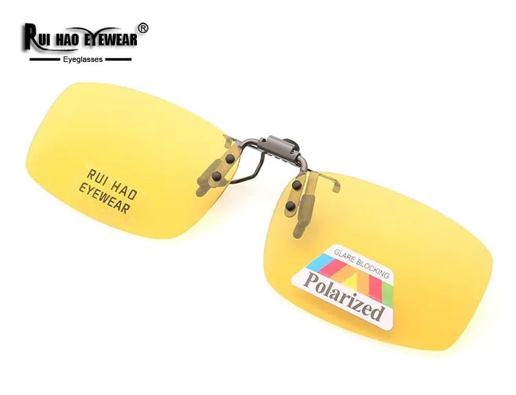 Yellow Polarized Clip on Sunglasses Alloy Bridge Can up Sunglasses Clip Men Women Sun Glasses Eyeglasses Night Vision Lenses
