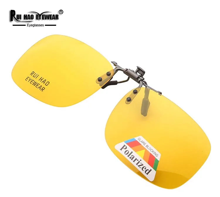 Yellow Polarized Clip on Sunglasses Alloy Bridge Can up Sunglasses Clip Men Women Sun Glasses Eyeglasses Night Vision Lenses