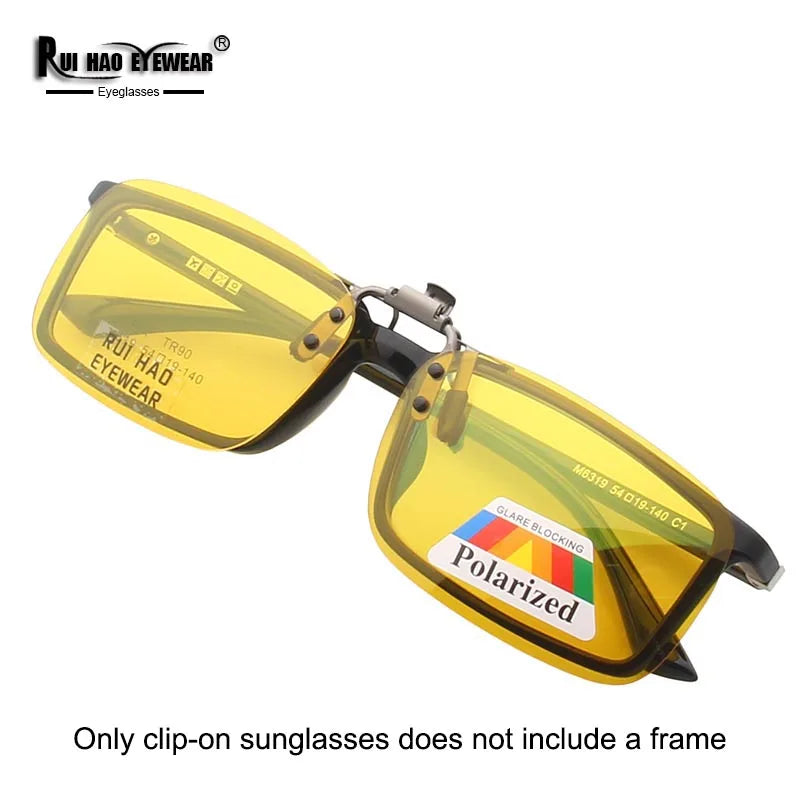 Yellow Polarized Clip on Sunglasses Alloy Bridge Can up Sunglasses Clip Men Women Sun Glasses Eyeglasses Night Vision Lenses