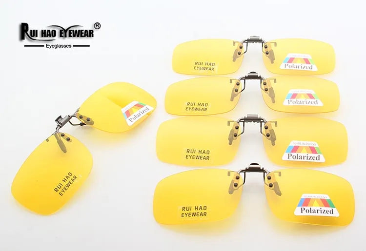 Yellow Polarized Clip on Sunglasses Alloy Bridge Can up Sunglasses Clip Men Women Sun Glasses Eyeglasses Night Vision Lenses