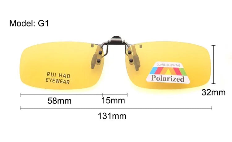 Yellow Polarized Clip on Sunglasses Alloy Bridge Can up Sunglasses Clip Men Women Sun Glasses Eyeglasses Night Vision Lenses