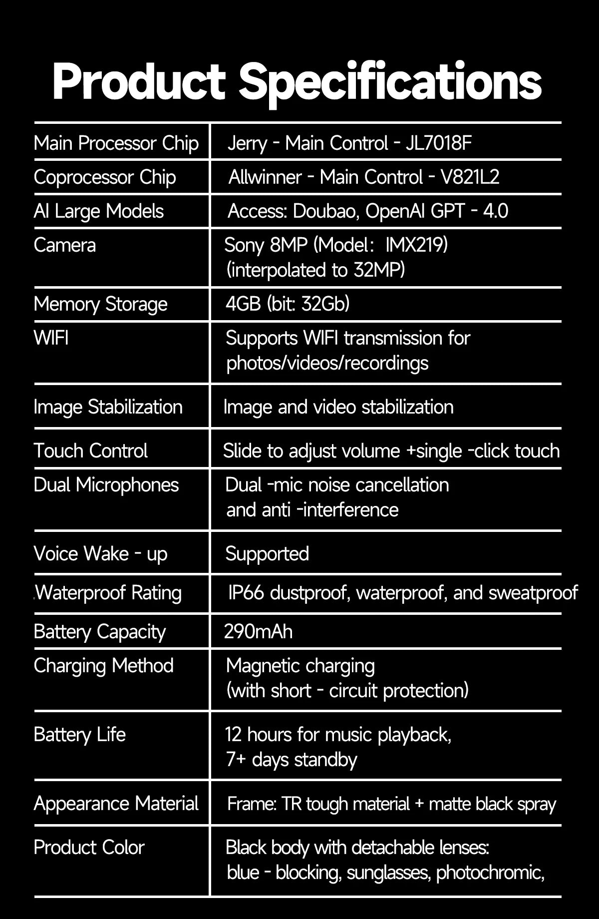 4K HD Color Changing AI Smart Glasses 800W Pixel Camera Bluetooth Call Voice Assistant Control Smart Sports Glasses 2026 Hot