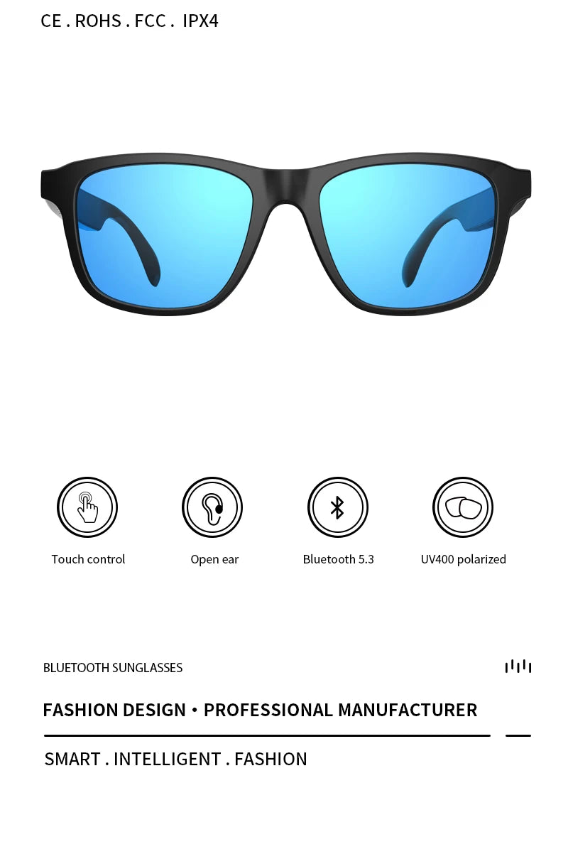 New Smart Glasses Wireless Bluetooth Hands-Free Talking Music Headset with Speaker Fashion Sunglasses Eyeglasses