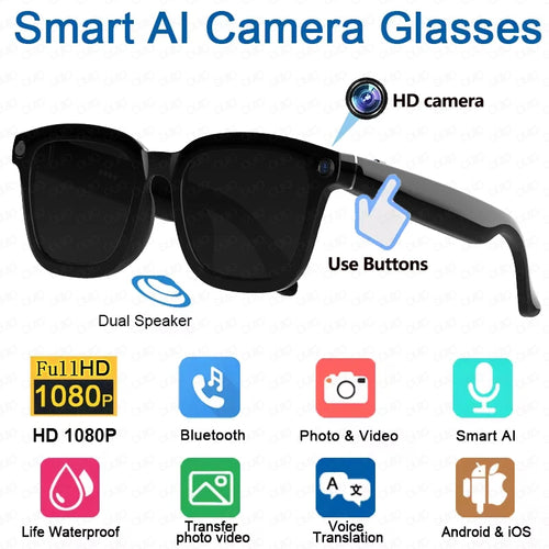 2026 New AI Smart Glasses AI Translation 8MP HD Camera 4K Shooting Image Conversation Recording Listening To Music Smart Glasses