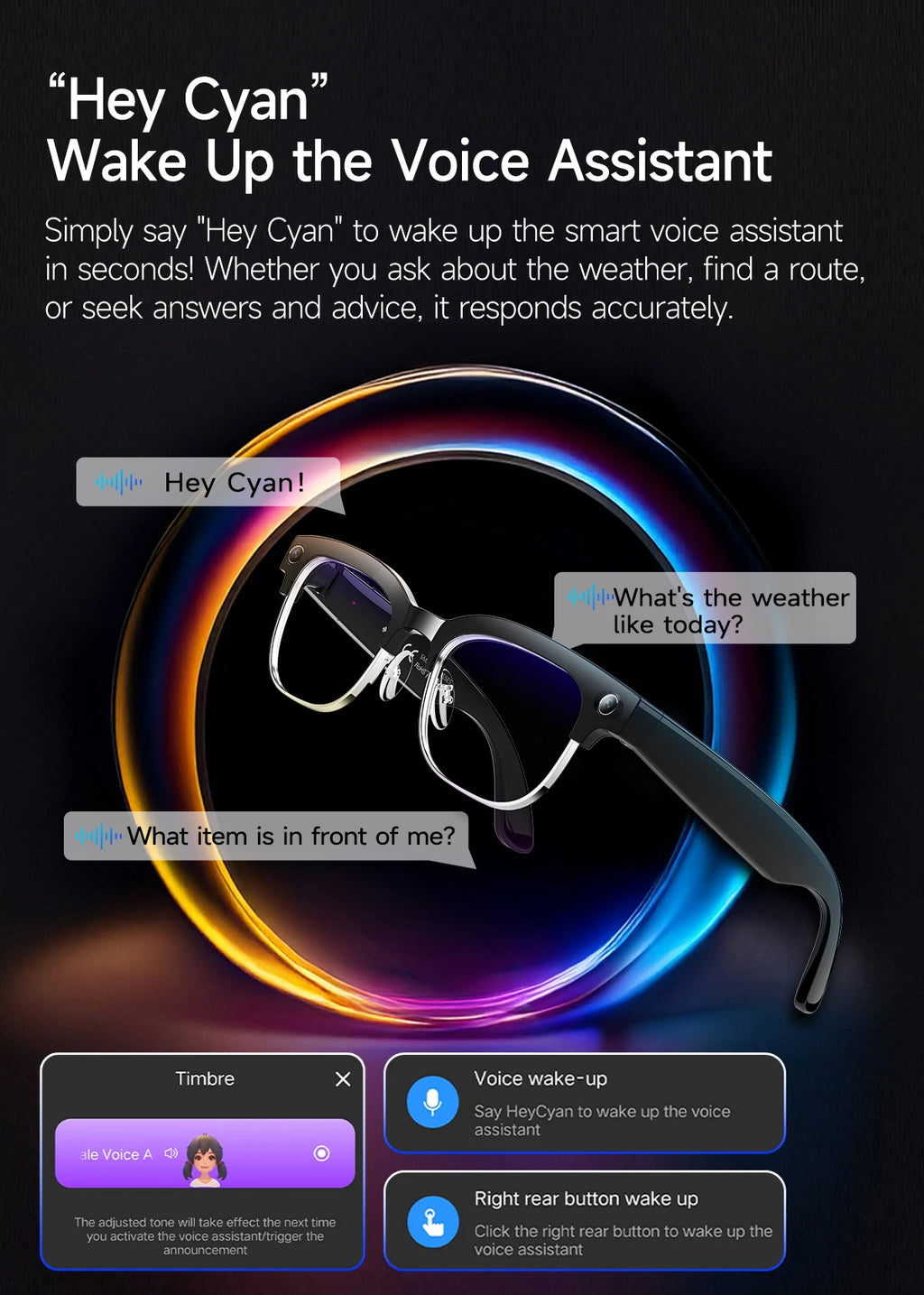 4K HD Color Changing AI Smart Glasses 800W Pixel Camera Bluetooth Call Voice Assistant Control Smart Sports Glasses 2026 Hot