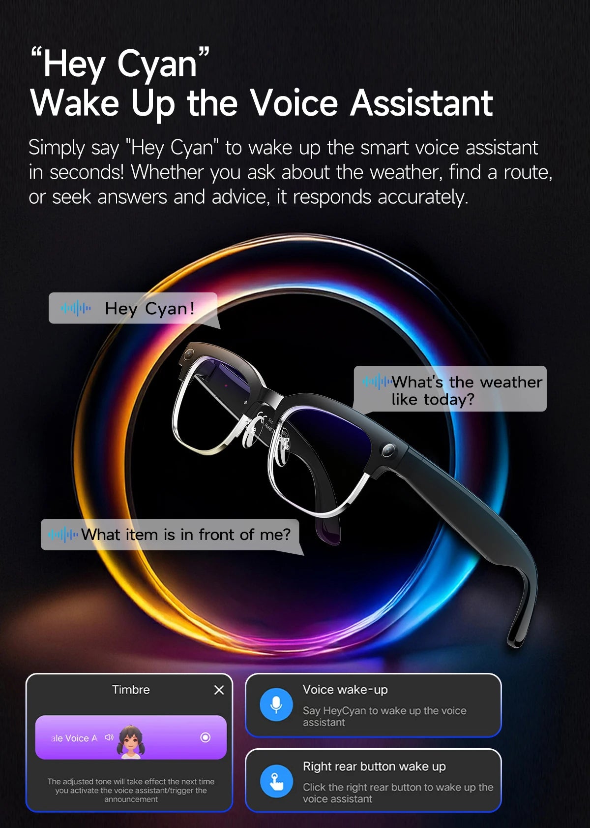 4K HD Color Changing AI Smart Glasses 800W Pixel Camera Bluetooth Call Voice Assistant Control Smart Sports Glasses 2026 Hot