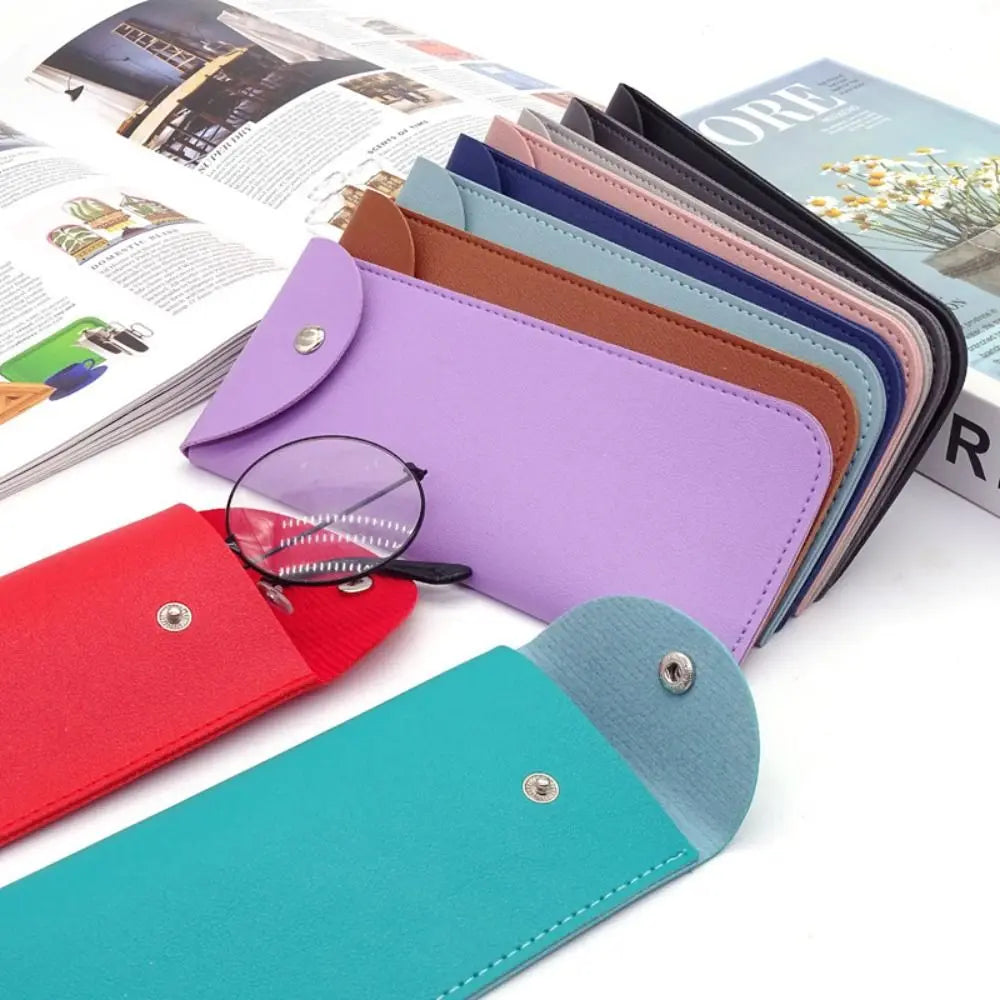 1Pc PU Leather Glasses Bag Protective Cover Sunglasses Case Reading Eyeglasses Eyewear Protecter Case With Metal Buckle Portable