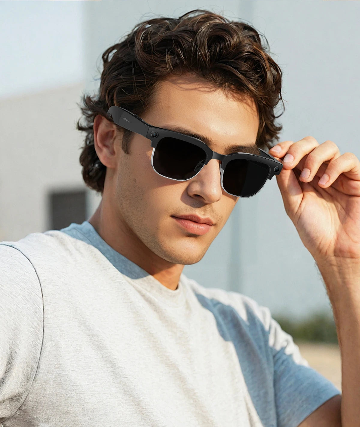 4K HD Color Changing AI Smart Glasses 800W Pixel Camera Bluetooth Call Voice Assistant Control Smart Sports Glasses 2026 Hot