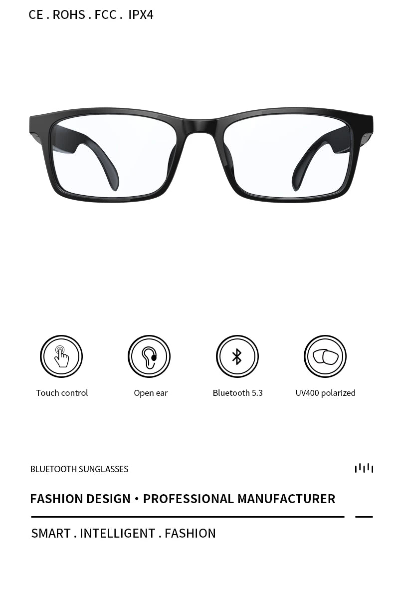 New Smart Glasses Wireless Bluetooth Hands-Free Talking Music Headset with Speaker Fashion Sunglasses Eyeglasses