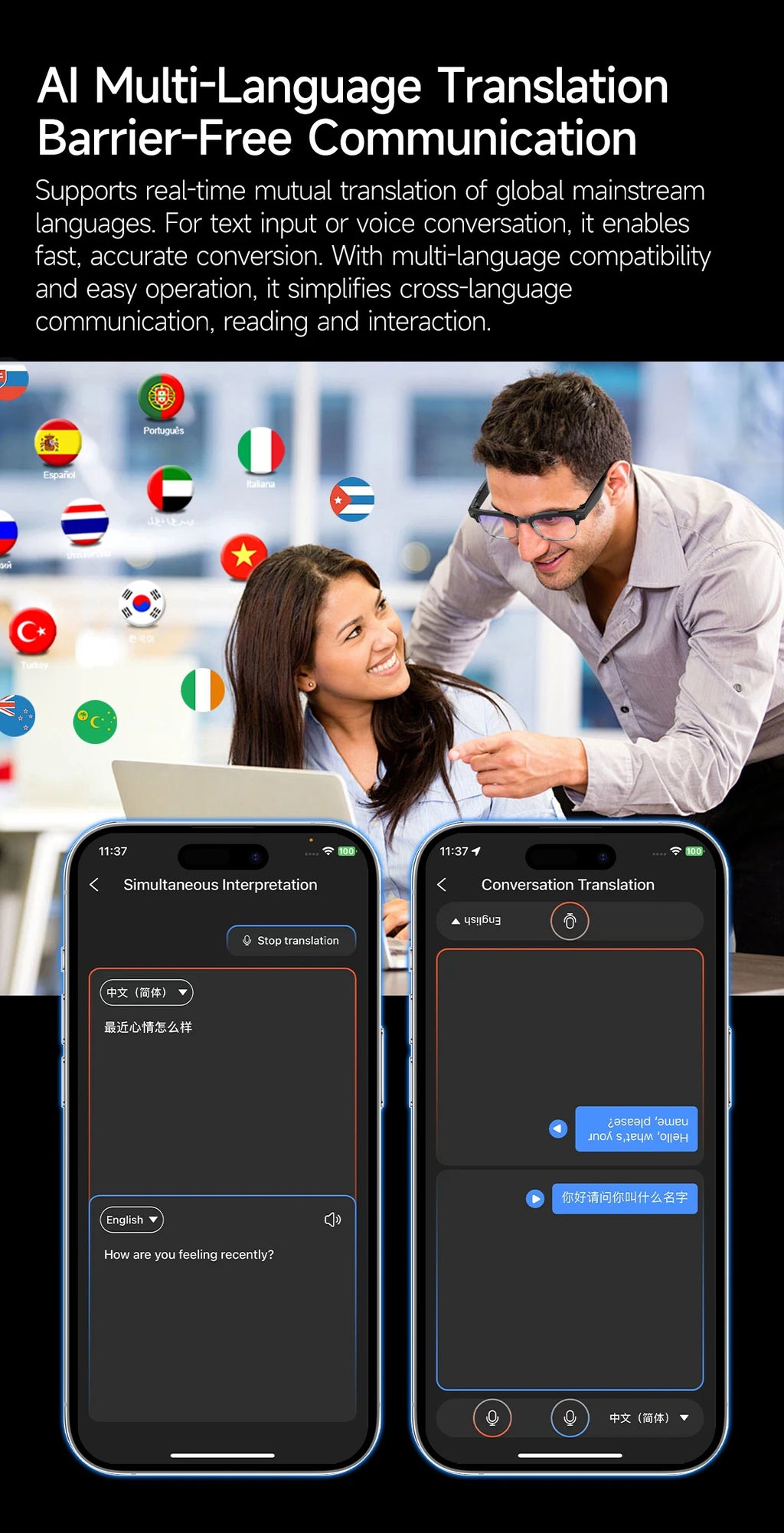 4K HD Color Changing AI Smart Glasses 800W Pixel Camera Bluetooth Call Voice Assistant Control Smart Sports Glasses 2026 Hot