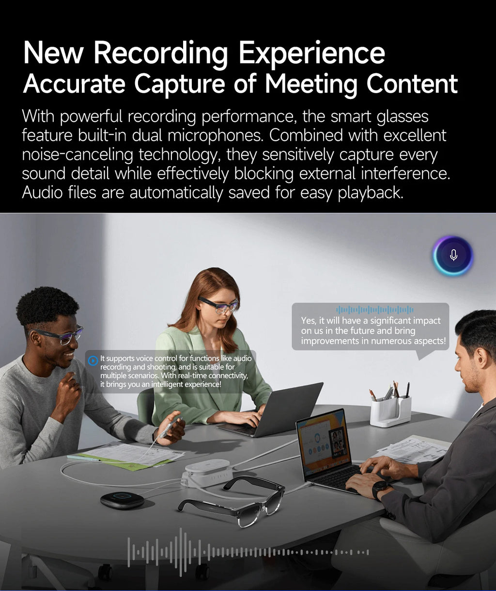 4K HD Color Changing AI Smart Glasses 800W Pixel Camera Bluetooth Call Voice Assistant Control Smart Sports Glasses 2026 Hot