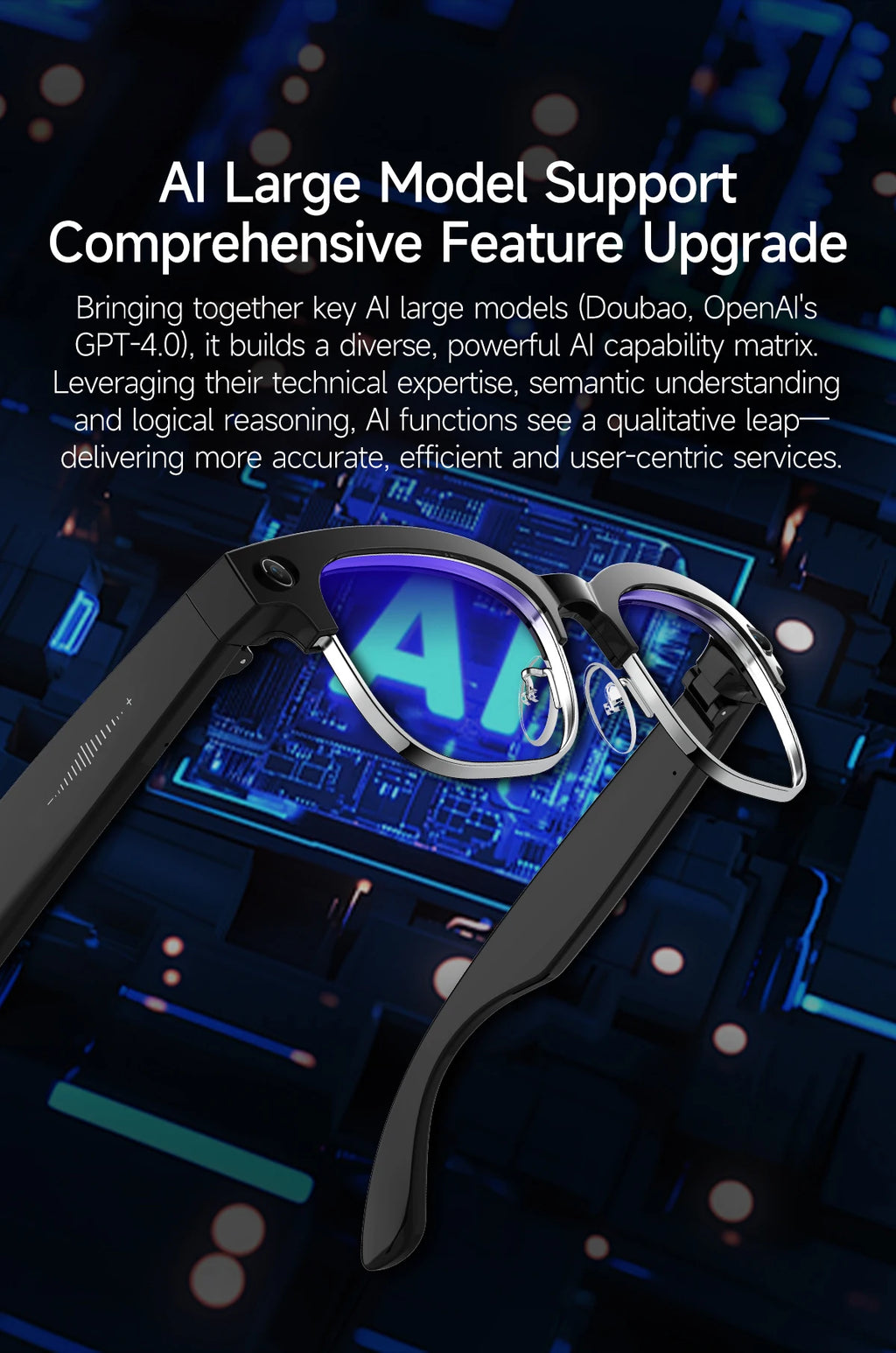 4K HD Color Changing AI Smart Glasses 800W Pixel Camera Bluetooth Call Voice Assistant Control Smart Sports Glasses 2026 Hot