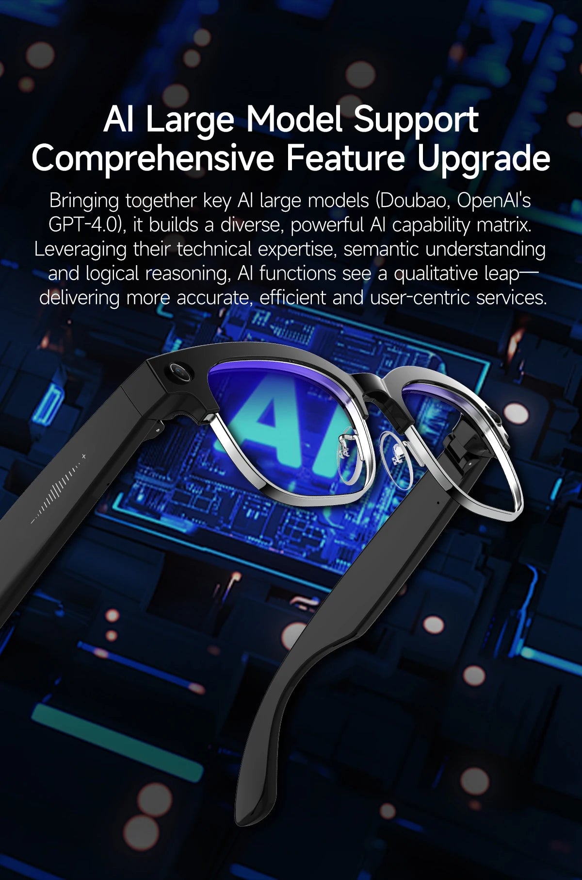 4K HD Color Changing AI Smart Glasses 800W Pixel Camera Bluetooth Call Voice Assistant Control Smart Sports Glasses 2026 Hot