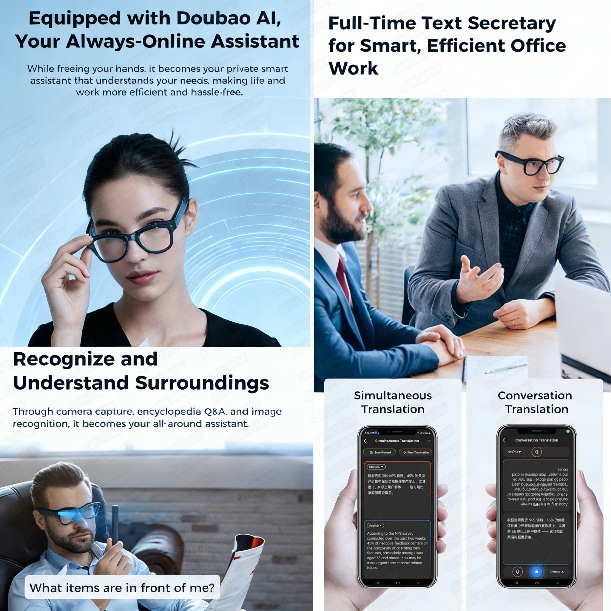 2026 Ultra AI Smart Glasses 1200P Camera ChatGPT Voice Assistant 32GB Storage Real-time Translation Bluetooth Music Sunglasses