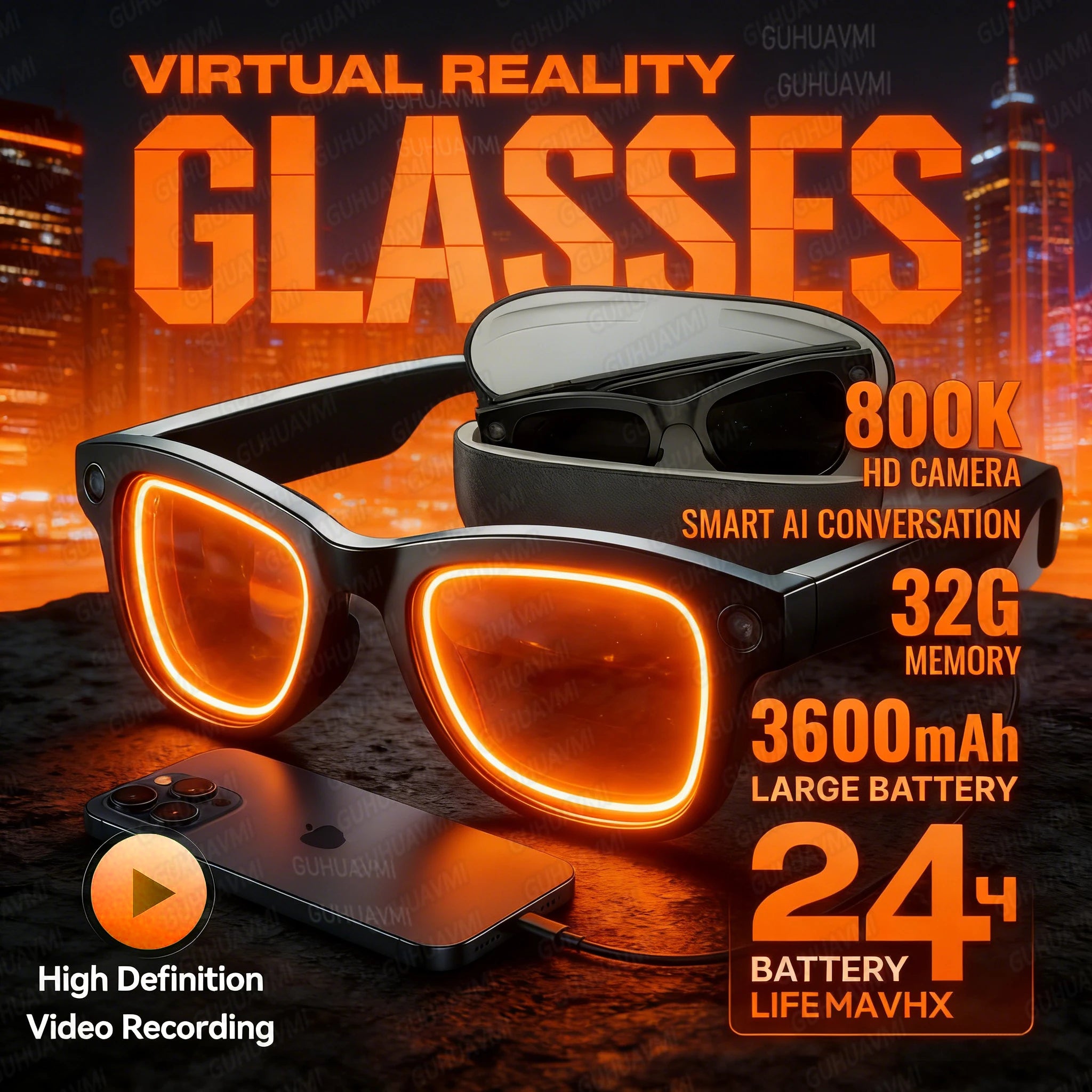 2026 Ultra AI Smart Glasses 1200P Camera ChatGPT Voice Assistant 32GB Storage Real-time Translation Bluetooth Music Sunglasses