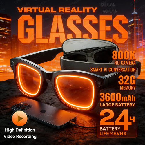 2026 Ultra AI Smart Glasses 1200P Camera ChatGPT Voice Assistant 32GB Storage Real-time Translation Bluetooth Music Sunglasses