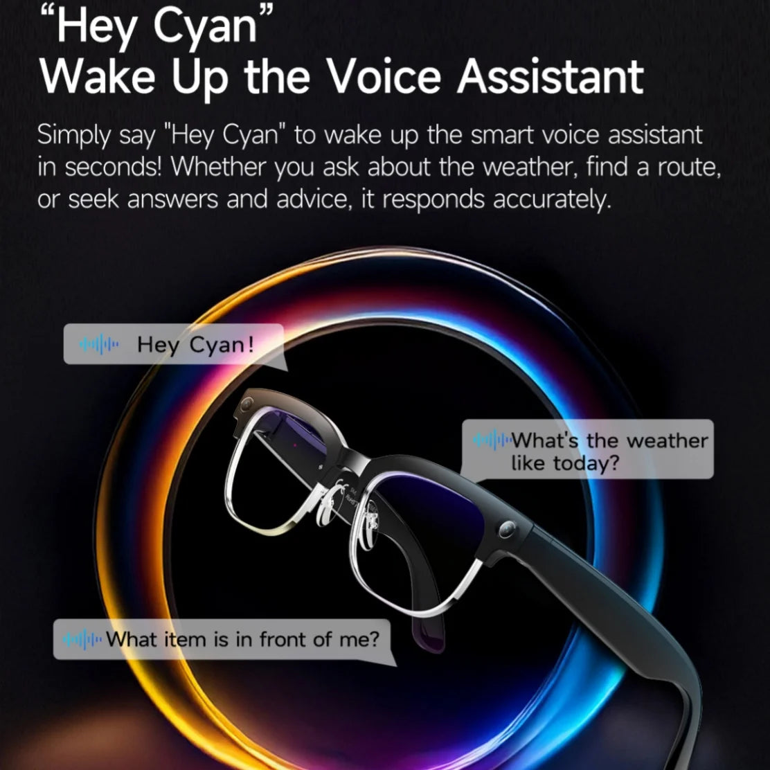 4K HD Color Changing AI Smart Glasses 800W Pixel Camera Bluetooth Call Voice Assistant Control Smart Sports Glasses 2026 Hot