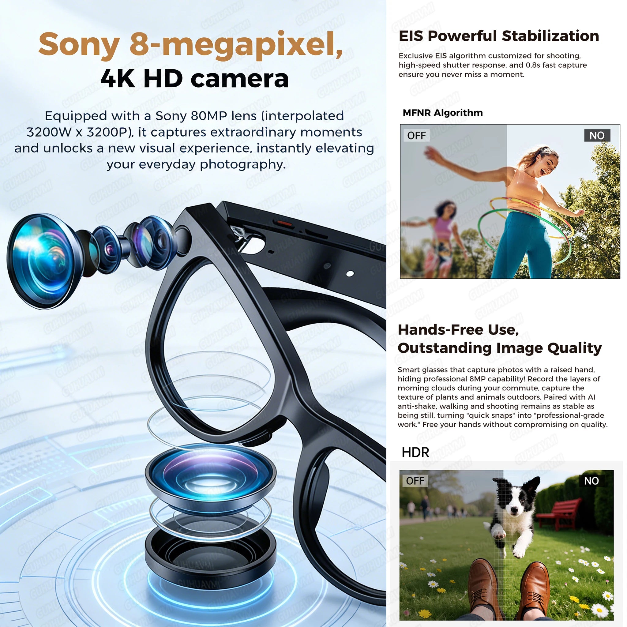 2026 Ultra AI Smart Glasses 1200P Camera ChatGPT Voice Assistant 32GB Storage Real-time Translation Bluetooth Music Sunglasses