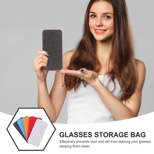 5 Pcs Glasses Bags Soft Felt  Eyeglass Cases Sunglasses Holder Glasses Pouch Sunglasses Storage Bag Reading Glasses Case